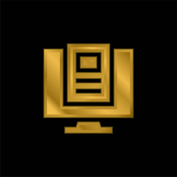 Artigo banhado a ouro ícone metálico ou vetor logotipo - Vetor, Imagem
