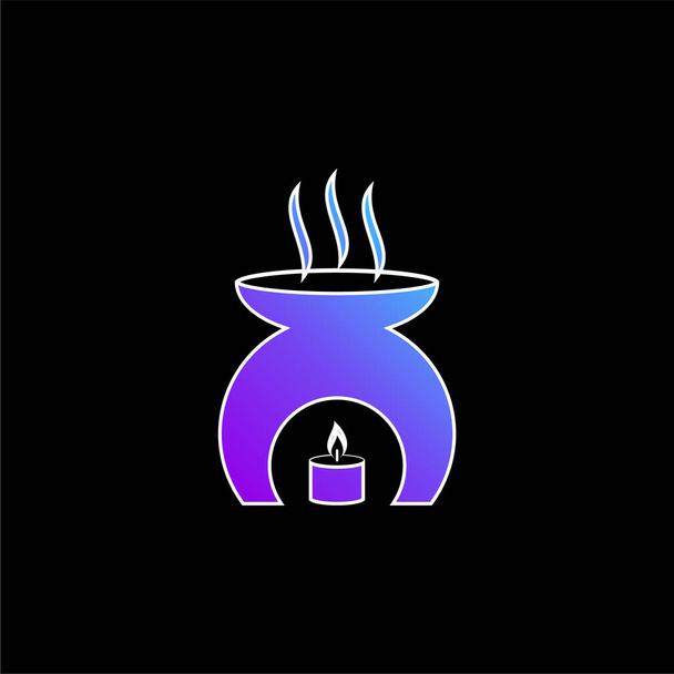 Aromatherapy Tool With A Burning Candle Heating Fragrance Oil blue gradient vector icon - ベクター画像