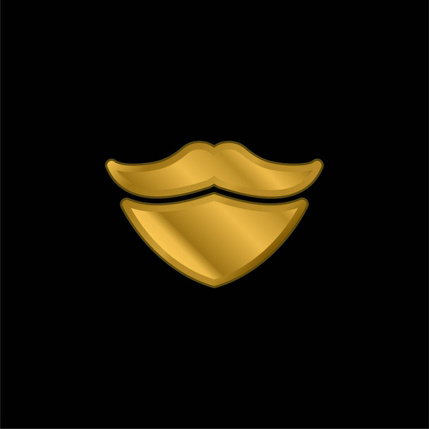 Barba chapado en oro icono metálico o logo vector - Vector, imagen