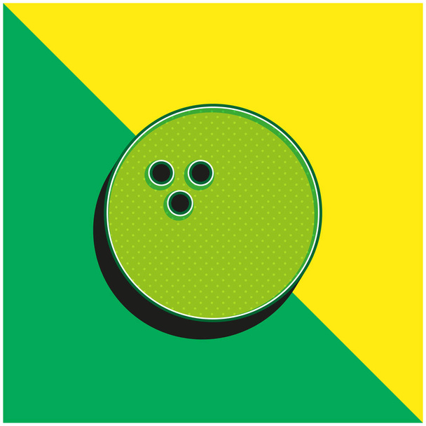 Boule de bowling Logo vectoriel 3D moderne vert et jaune - Vecteur, image