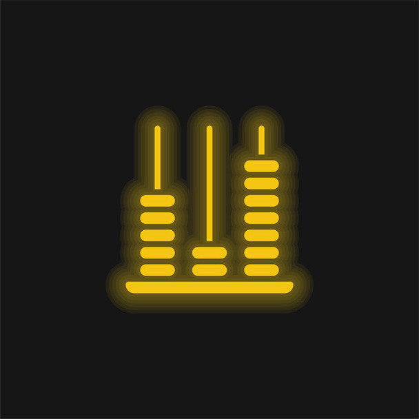Abacus yellow glowing neon icon - Vector, Image