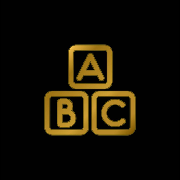 ABC Squares gold plated metalic icon or logo vector - Vektör, Görsel