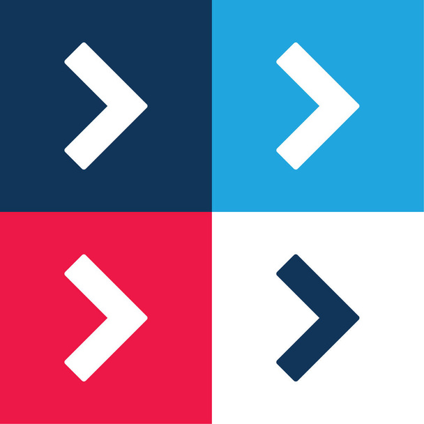 Arrow Angle Pointing To Right blue and red four color minimal icon set - Vector, Image