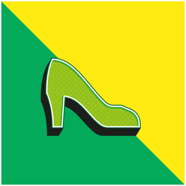 Noiva Verde e amarelo moderno logotipo vetor 3d ícone - Vetor, Imagem