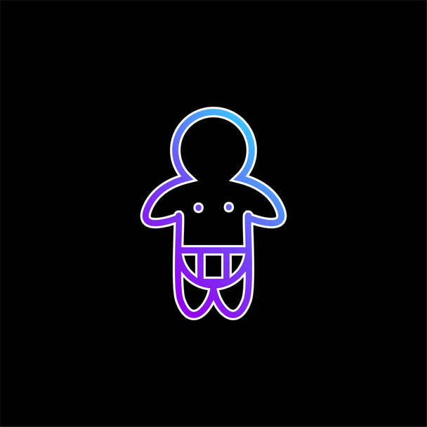 Baby Wearing Diaper Only Outline blue gradient vector icon - Vecteur, image