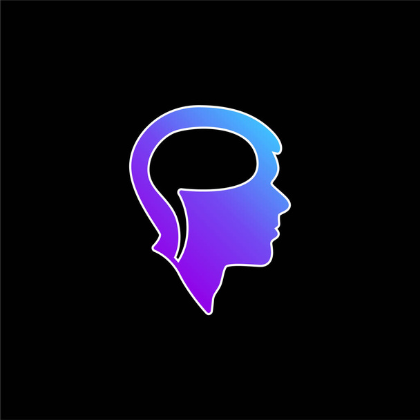 Brain On Head blue gradient vector icon - Wektor, obraz