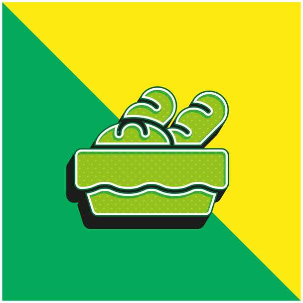 Bread Basket Green and yellow modern 3d vector icon logo - Vector, Imagen
