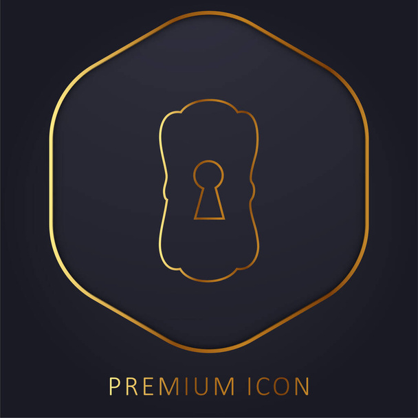 Big Keyhole Black Shape golden line premium logo or icon - Vetor, Imagem