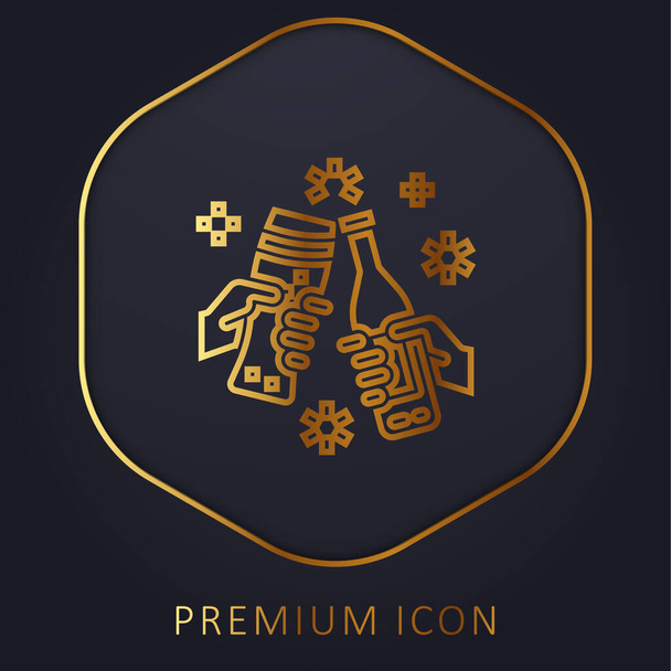 Cervezas línea dorada logotipo premium o icono - Vector, imagen