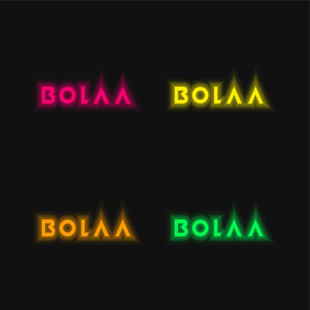 Бола Логотип четыре цвета светящийся неоновый вектор значок - Вектор,изображение