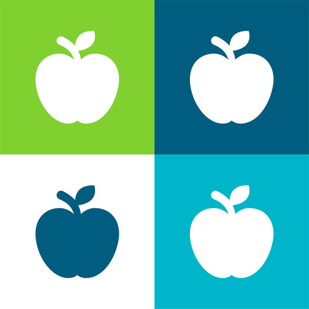 Manzana fruta plana de cuatro colores mínimo icono conjunto - Vector, Imagen