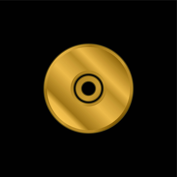 Black Compact Disc gold plated metalic icon or logo vector - ベクター画像