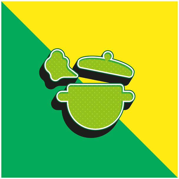 Gotowanie Zielony i żółty nowoczesny ikona wektora 3D logo - Wektor, obraz