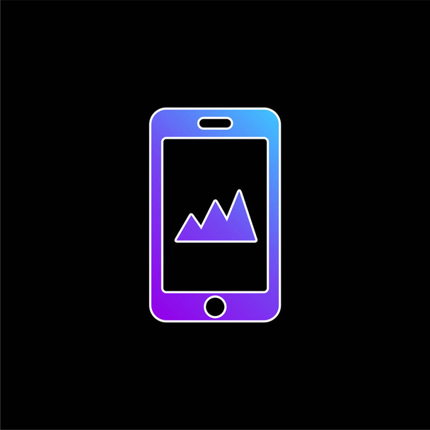 Ascending Analytics Graphic On Phone Screen blue gradient vector icon - Vector, Image