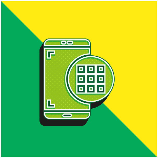 Aplicações logotipo moderno verde e amarelo do ícone do vetor 3d - Vetor, Imagem