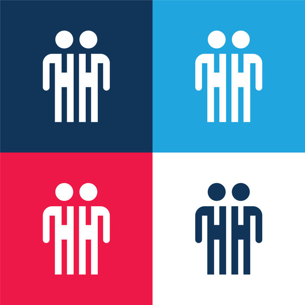 Attendees blue and red four color minimal icon set - ベクター画像