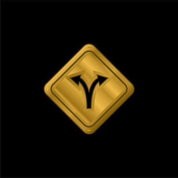 Bifurcation Signal gold plated metalic icon or logo vector - Vecteur, image