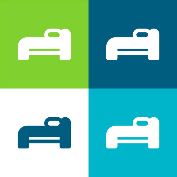 Bed Flat vier kleuren minimale pictogram set - Vector, afbeelding