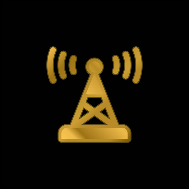 Antenna gold plated metalic icon or logo vector - Vector, Image