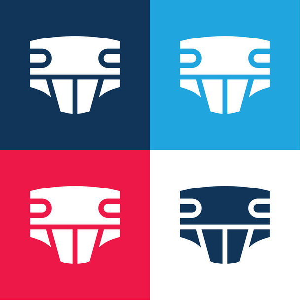 Adult Diapers blue and red four color minimal icon set - Vector, Image