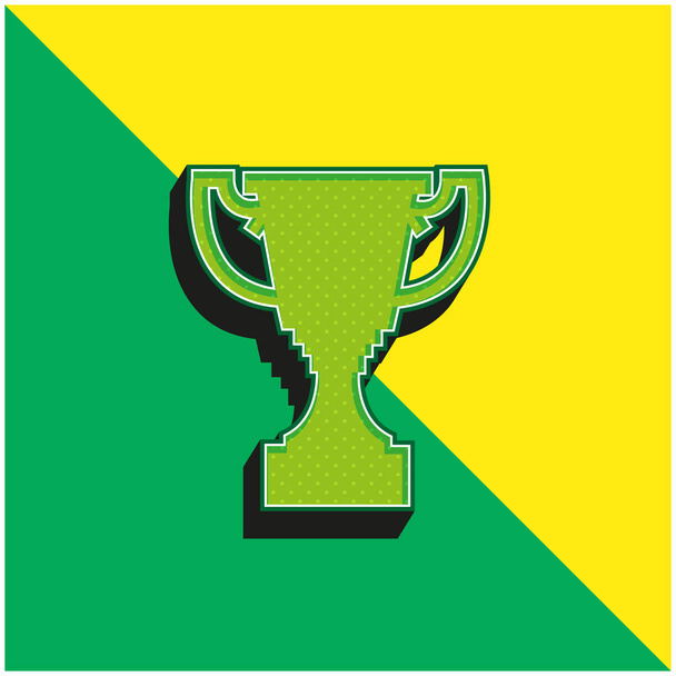 Award Trophy Shape Green and yellow modern 3d vector icon logo - Vector, Image