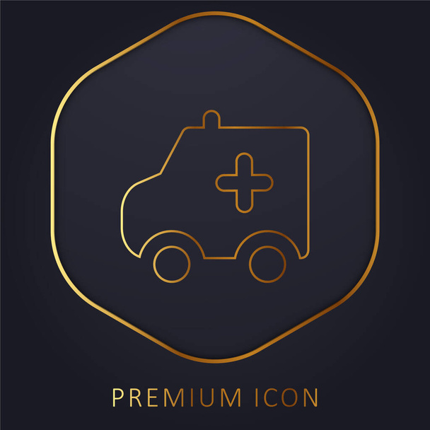Logotipo o icono premium de línea dorada de ambulancia - Vector, imagen