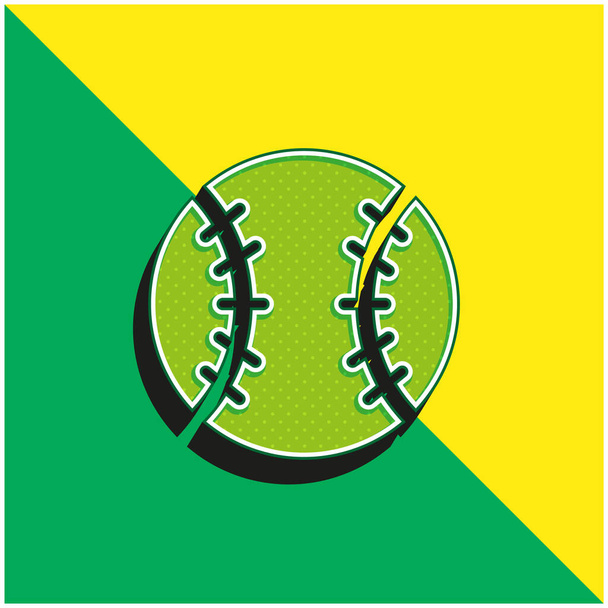 Honkbal Groen en geel modern 3D vector icoon logo - Vector, afbeelding