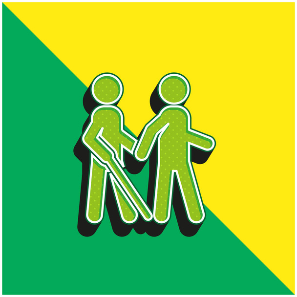 ブラインドグリーンと黄色のモダンな3Dベクトルアイコンのロゴ - ベクター画像