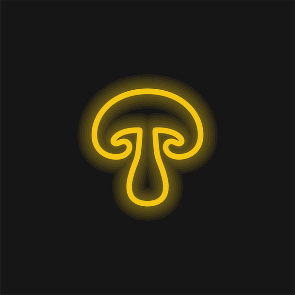 Big Mushroom geel gloeiende neon icoon - Vector, afbeelding