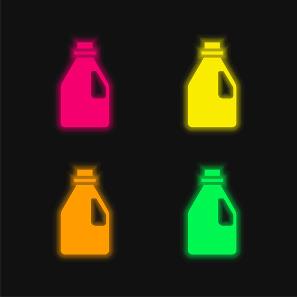 Garrafa quatro cores brilhante ícone vetor de néon - Vetor, Imagem
