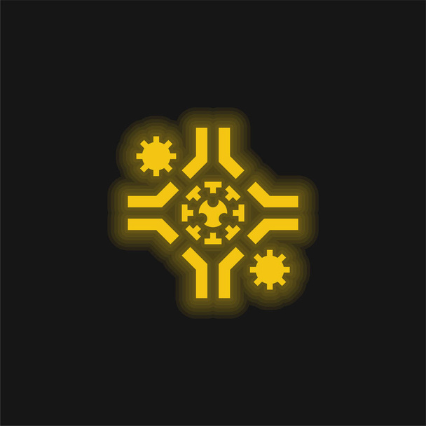 Ikona żółtego świecącego neonu przeciwciała - Wektor, obraz