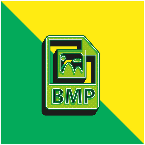 BMPファイル形式シンボル緑と黄色の現代的な3Dベクトルアイコンのロゴ - ベクター画像