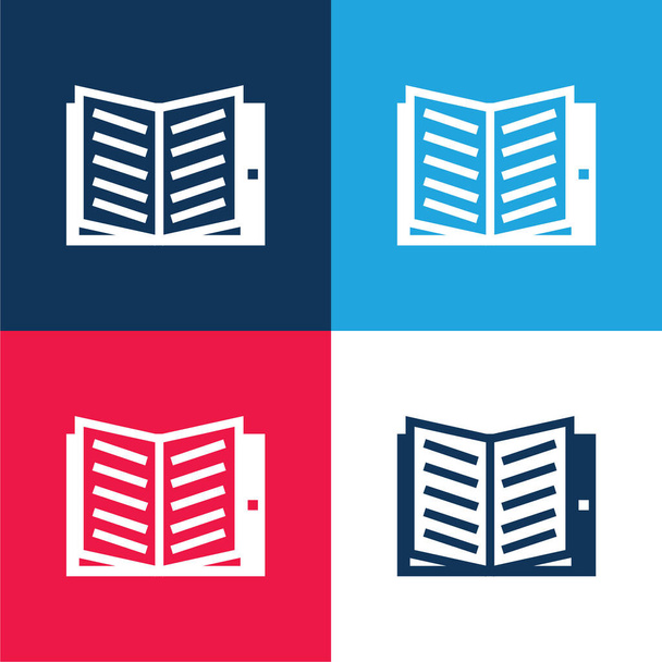 Книга синій і червоний чотири кольори мінімальний набір піктограм
 - Вектор, зображення