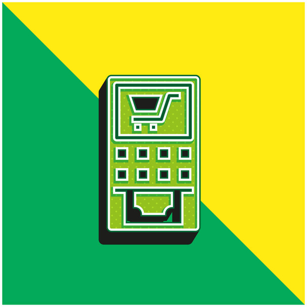 ATM MAchine Green and yellow modern 3d vector icon - Вектор, зображення