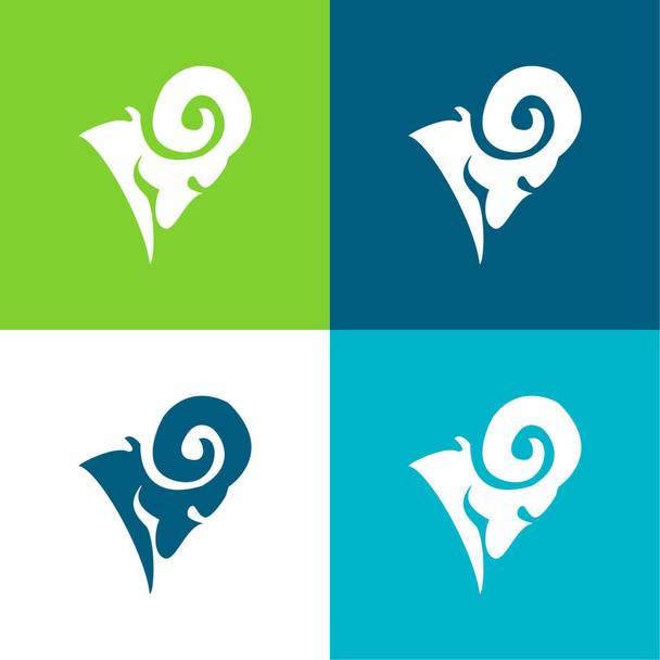 Kos Lapos négy szín minimális ikon készlet - Vektor, kép