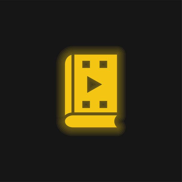 Äänikirja keltainen hehkuva neon kuvake - Vektori, kuva
