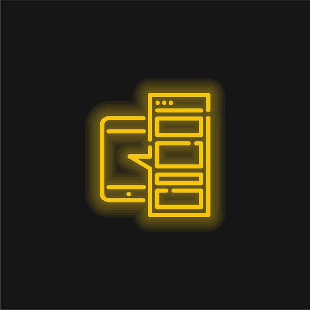 Uygulama sarı parlak neon simgesi - Vektör, Görsel