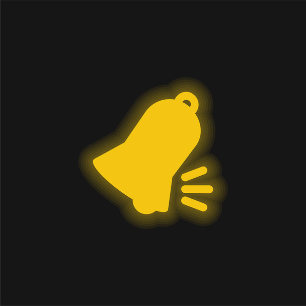 Bell Sound yellow glowing neon icon - Vector, afbeelding
