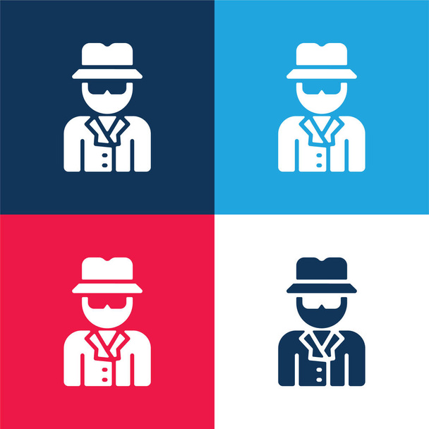 Anonymous blue and red four color minimal icon set - Vector, Image