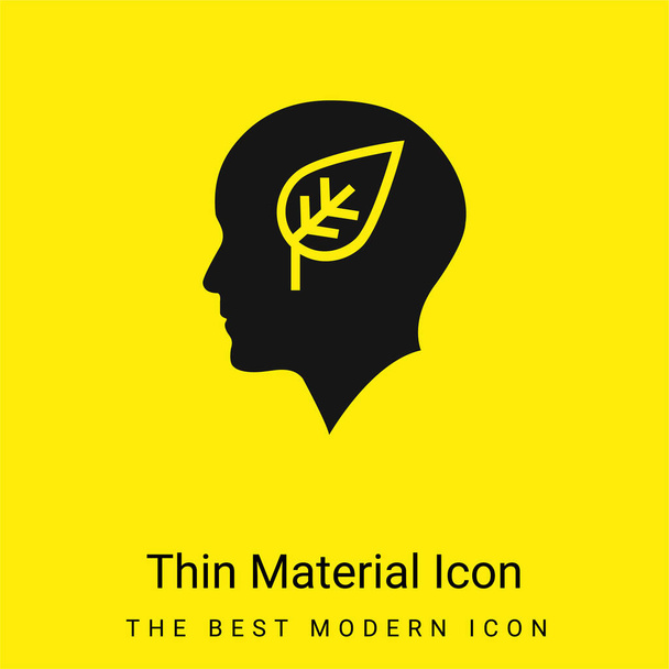 Bald Head With Leaf minimal bright yellow material icon - Vektor, kép