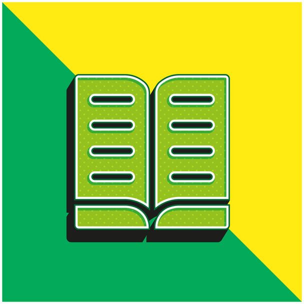 Kitap Yeşil ve Sarı Modern 3D vektör simgesi logosu - Vektör, Görsel