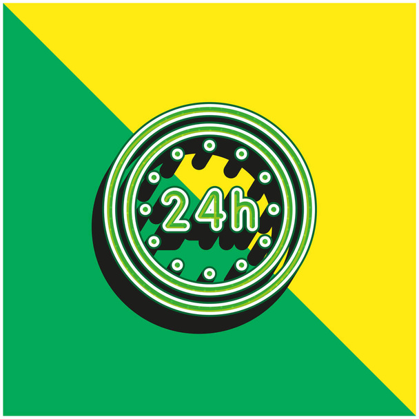 24 Horas verde y amarillo moderno vector 3d icono del logotipo - Vector, imagen