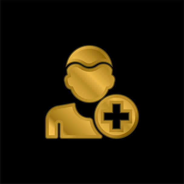 Adicionar banhado a ouro ícone metálico ou vetor logotipo - Vetor, Imagem