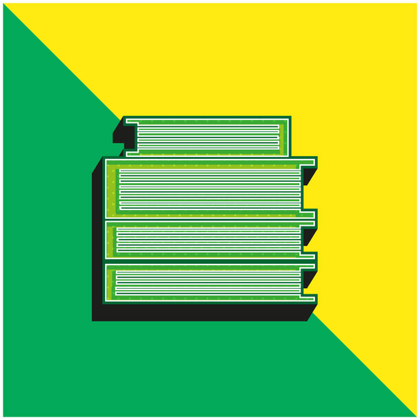 Books Stack Green and yellow modern 3d vector icon logo - Vector, Image