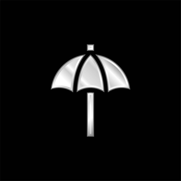 Paraguas de playa plateado icono metálico - Vector, Imagen