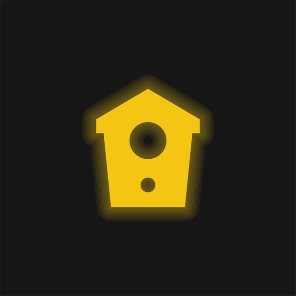 Madárház sárga izzó neon ikon - Vektor, kép