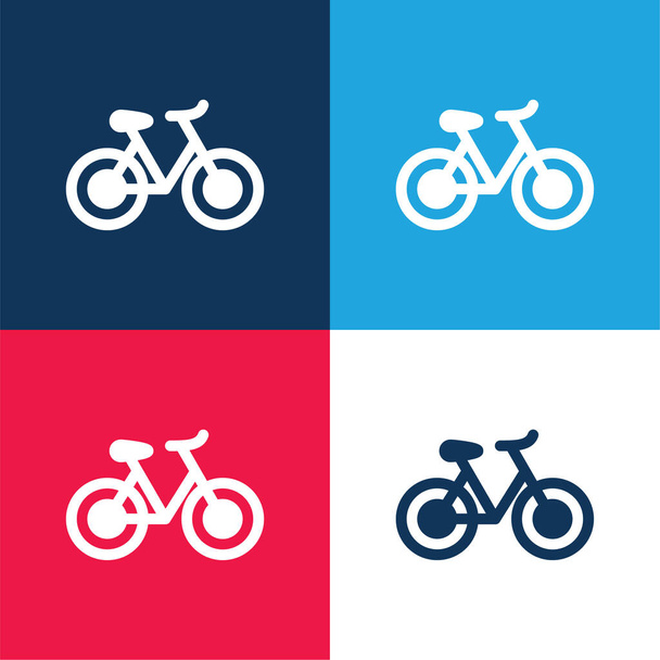 Ποδήλατο μπλε και κόκκινο τεσσάρων χρωμάτων ελάχιστο σύνολο εικονιδίων - Διάνυσμα, εικόνα