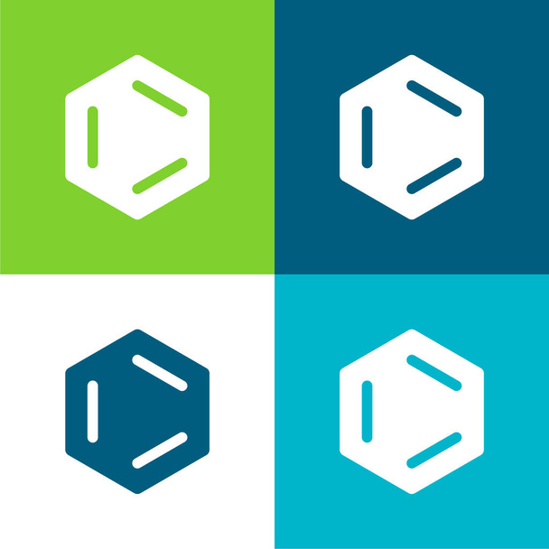 Benceno Plano de cuatro colores mínimo icono conjunto - Vector, Imagen