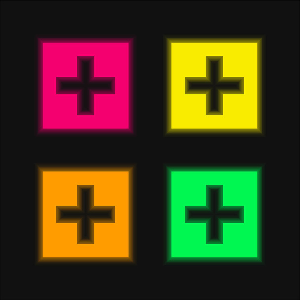 Přidat tuto čtyřbarevnou zářící neonovou ikonu - Vektor, obrázek