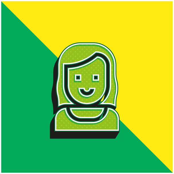 Aunt Green and yellow modern 3d vector icon logo - Vector, Image